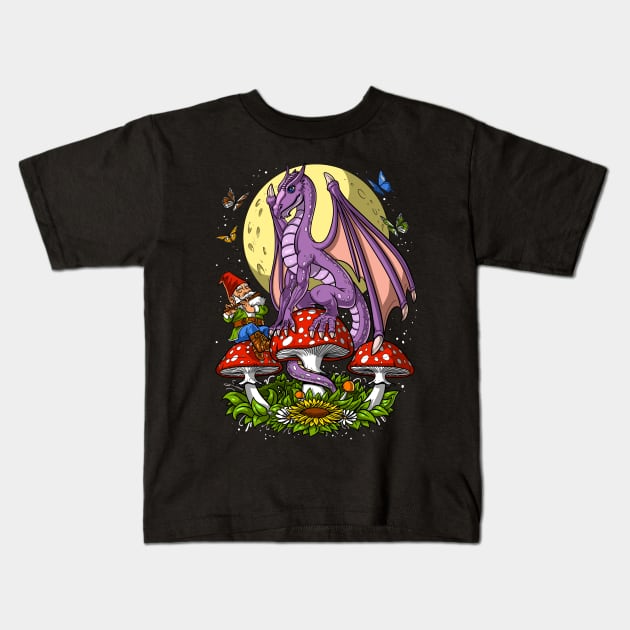 Mushrooms Dragon Kids T-Shirt by underheaven